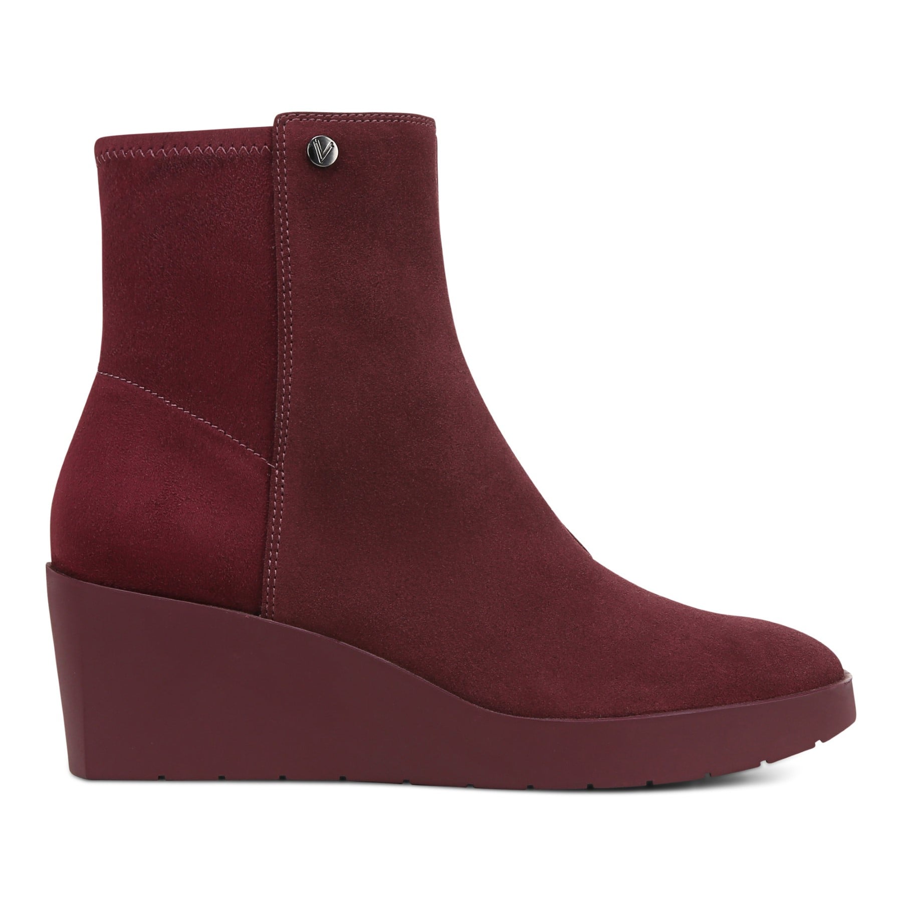 Vionic Skylar Women's Comfort Wedge Short Boot - Portwine Suede - Right side