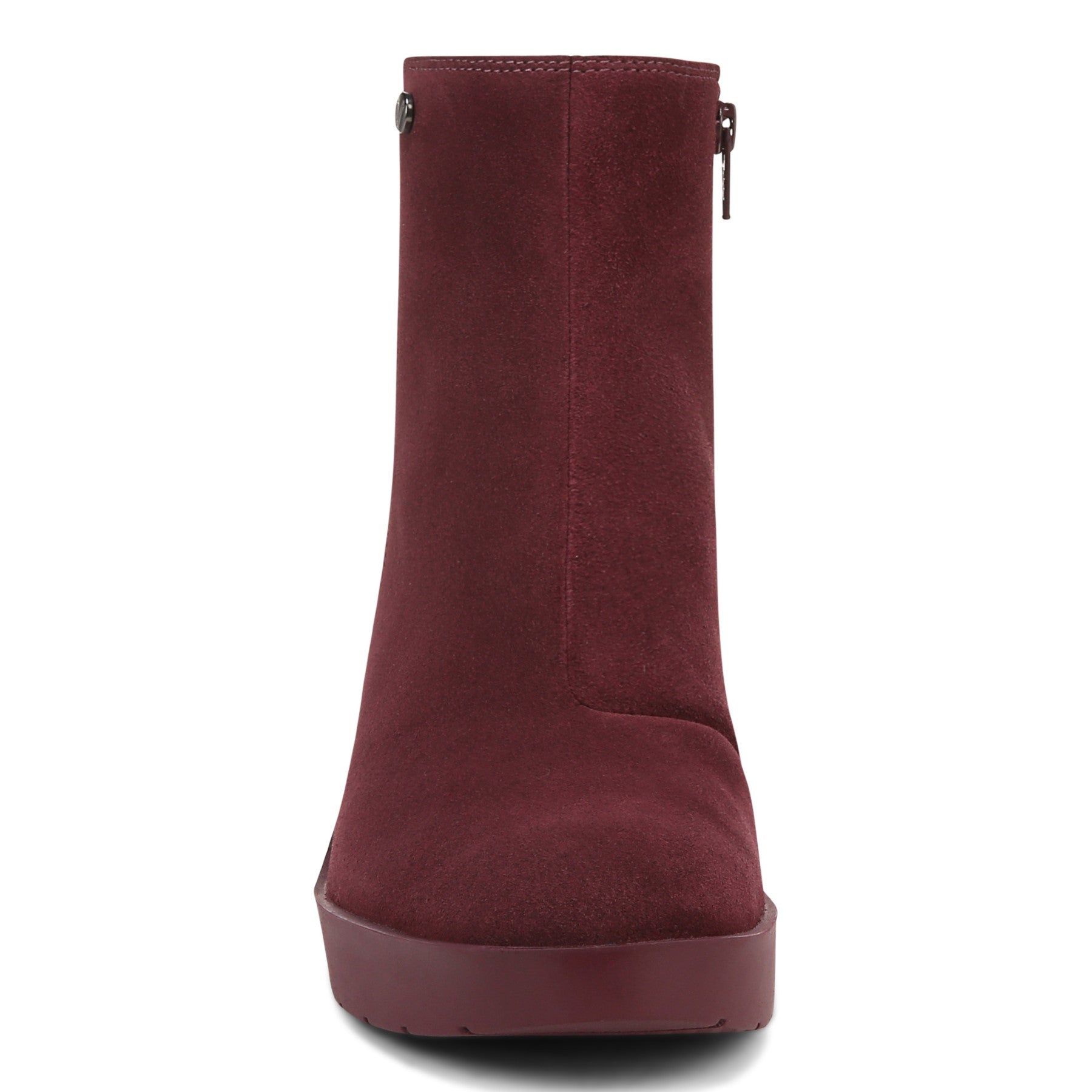 Vionic Skylar Women's Comfort Wedge Short Boot - Portwine Suede - Front