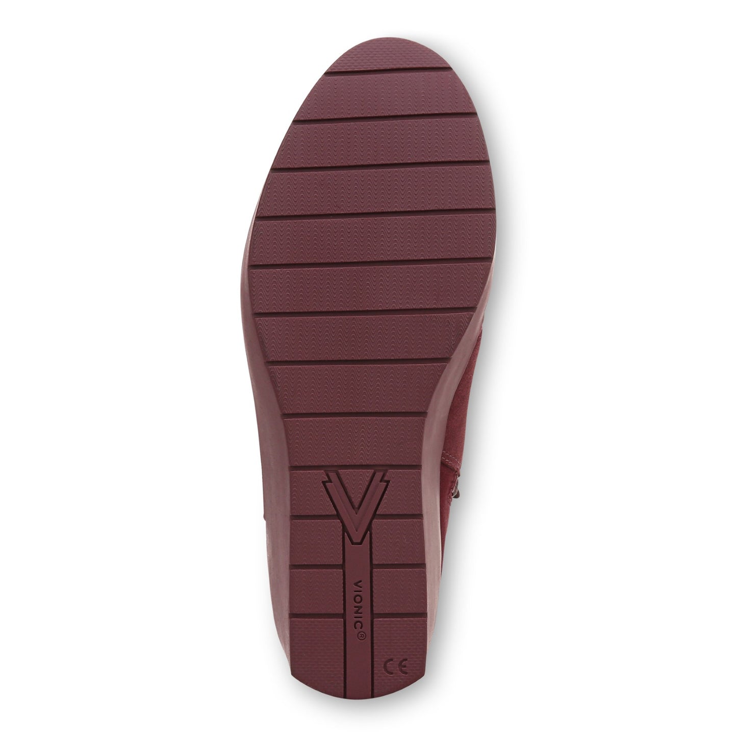 Vionic Skylar Women's Comfort Wedge Short Boot - Portwine Suede - Bottom