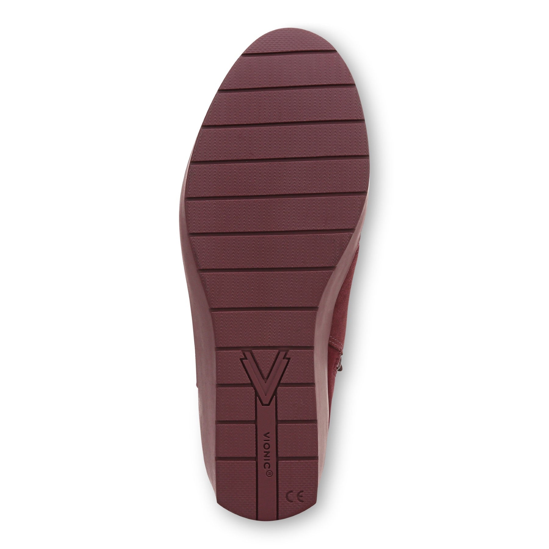 Vionic Skylar Women's Comfort Wedge Short Boot - Portwine Suede - Bottom