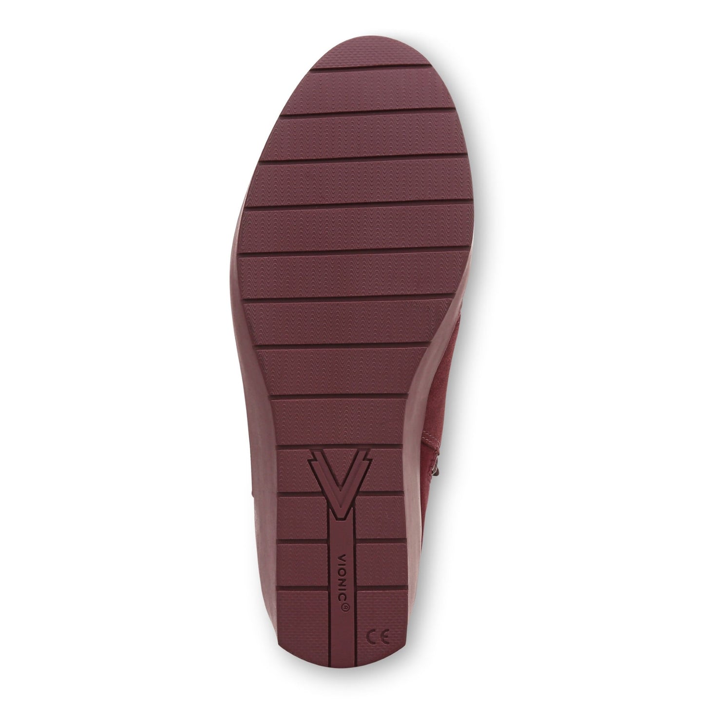 Vionic Skylar Women's Comfort Wedge Short Boot - Portwine Suede - Bottom