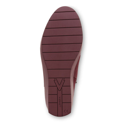 Vionic Skylar Women's Comfort Wedge Short Boot - Portwine Suede - Bottom