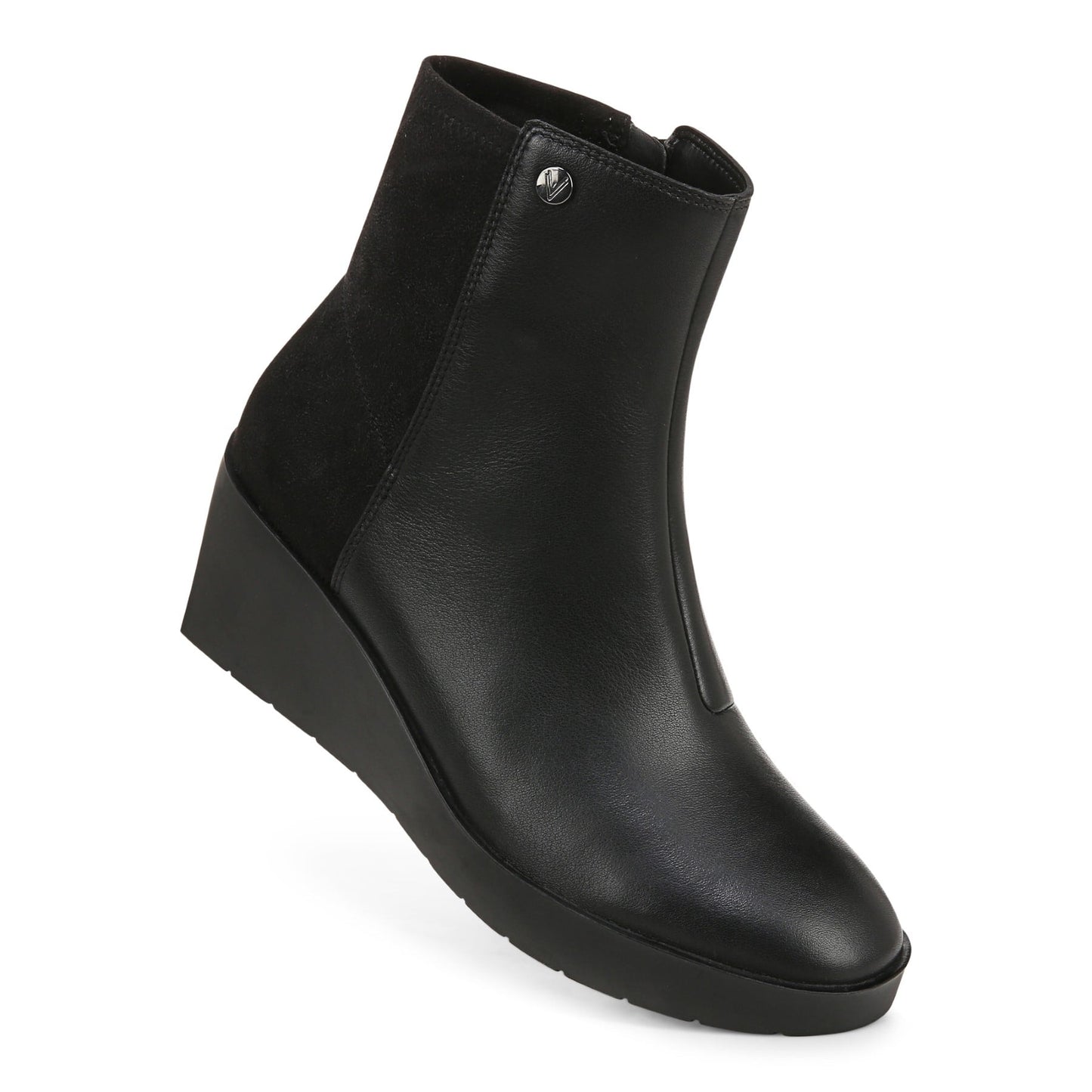 Vionic Skylar Women's Comfort Wedge Short Boot - Black Nappa Leather - SKYLAR-J0769L2001-BLACK-13fl-med