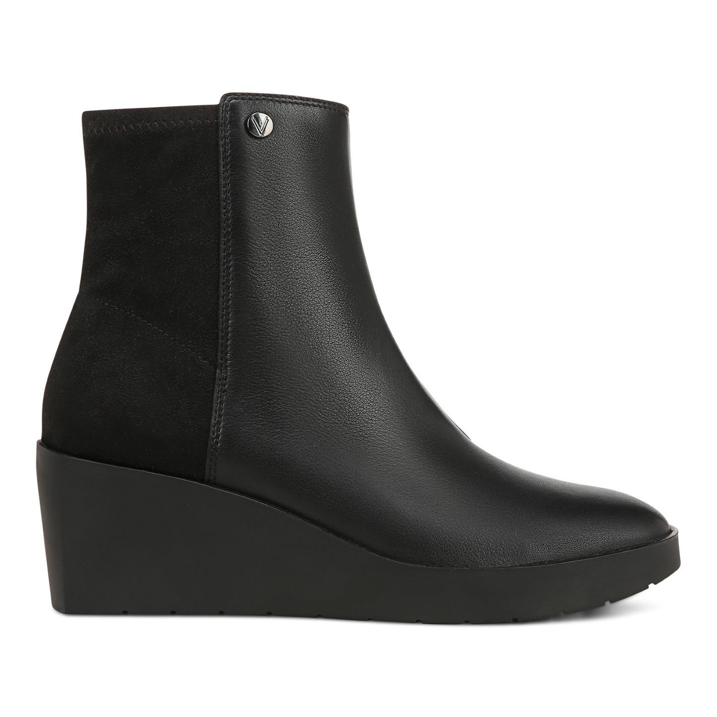 Vionic Skylar Women's Comfort Wedge Short Boot - Black Nappa Leather - Right side