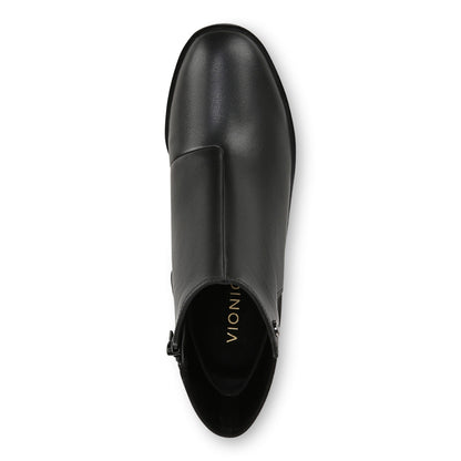 Vionic Skylar Women's Comfort Wedge Short Boot - Black Nappa Leather - Top