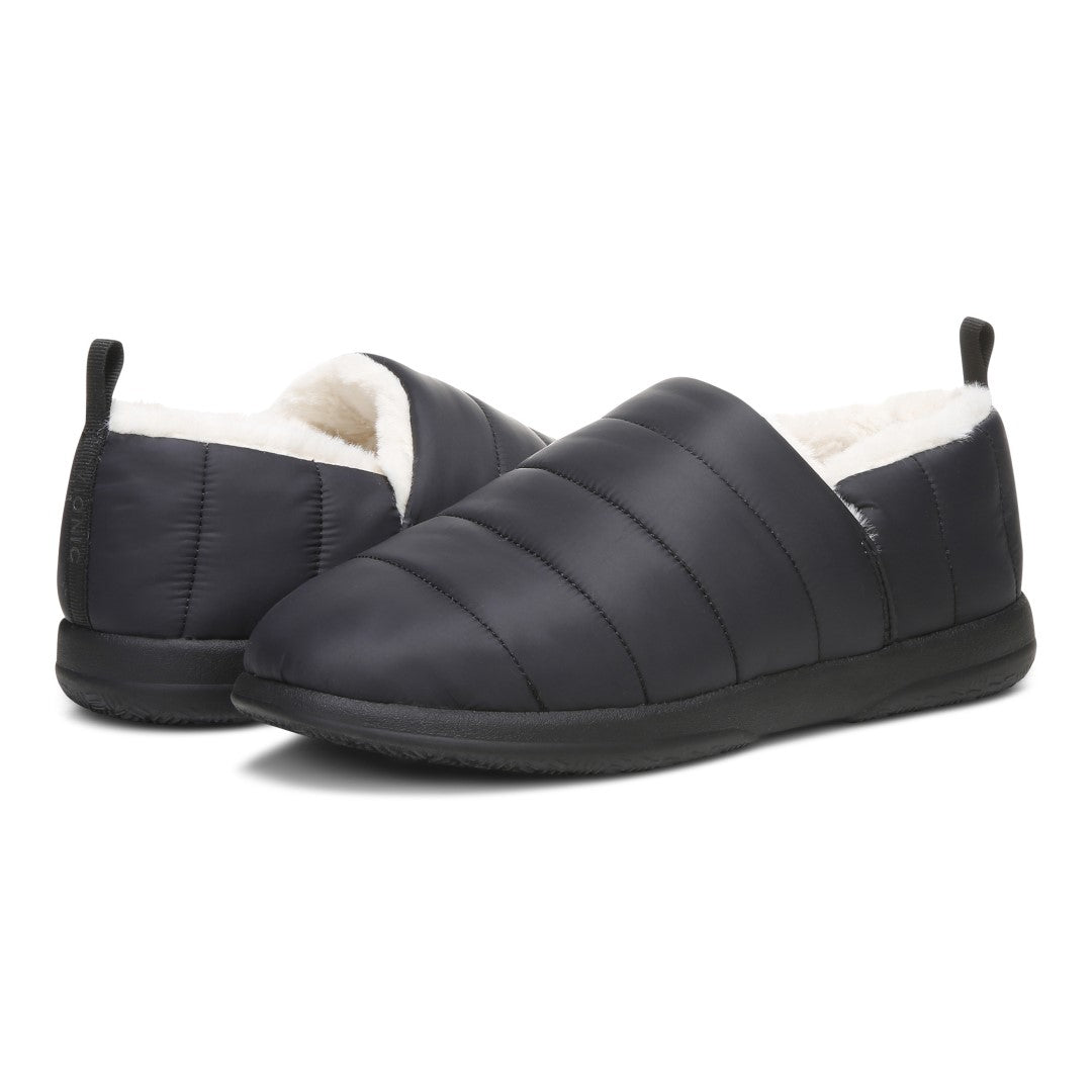 Vionic Tranquil Womens Slipper Casual - Black Nylon - pair left angle