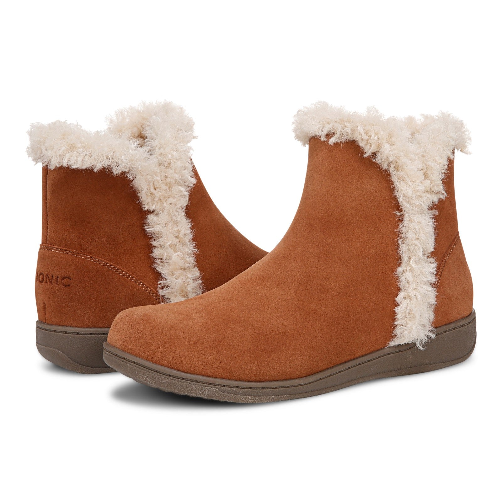 Vionic Unwind Bootie - Women's Ankle Bootie Slipper - Tan - pair left angle