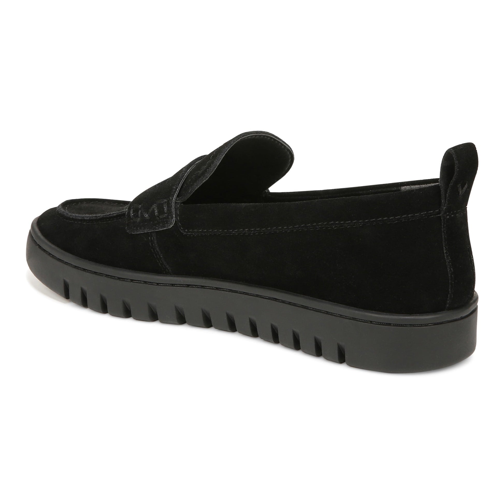 Vionic Uptown Women's Slip-On Loafer Moc Casual Shoes - Black Suede - Back angle