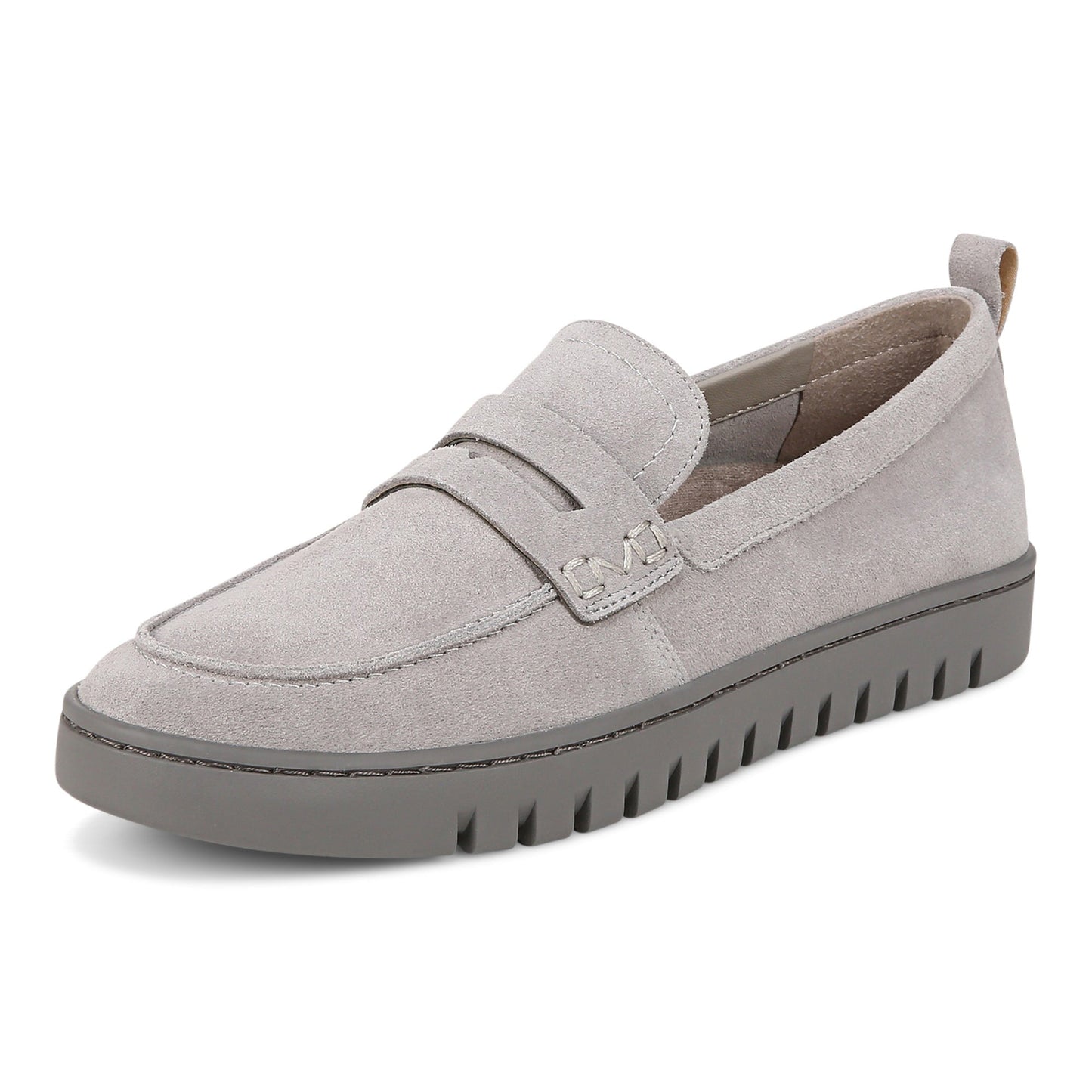 Vionic Uptown Women's Slip-On Loafer Moc Casual Shoes - Light Grey Suede - Left angle