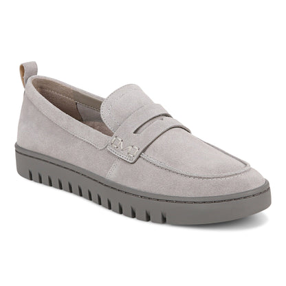 Vionic Uptown Women's Slip-On Loafer Moc Casual Shoes - Light Grey Suede - Angle main