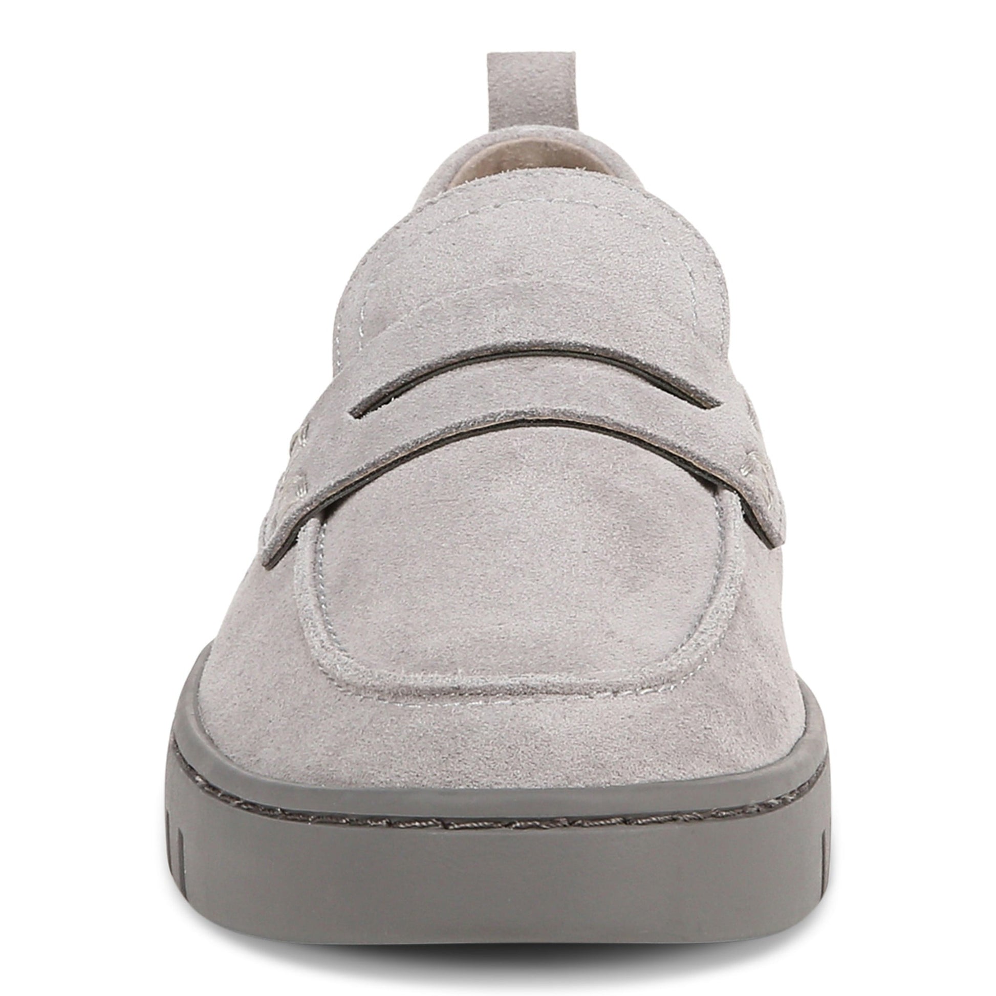 Vionic Uptown Women's Slip-On Loafer Moc Casual Shoes - Light Grey Suede - Front