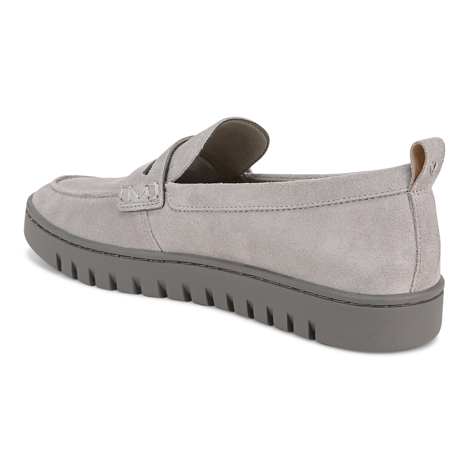 Vionic Uptown Women's Slip-On Loafer Moc Casual Shoes - Light Grey Suede - Back angle
