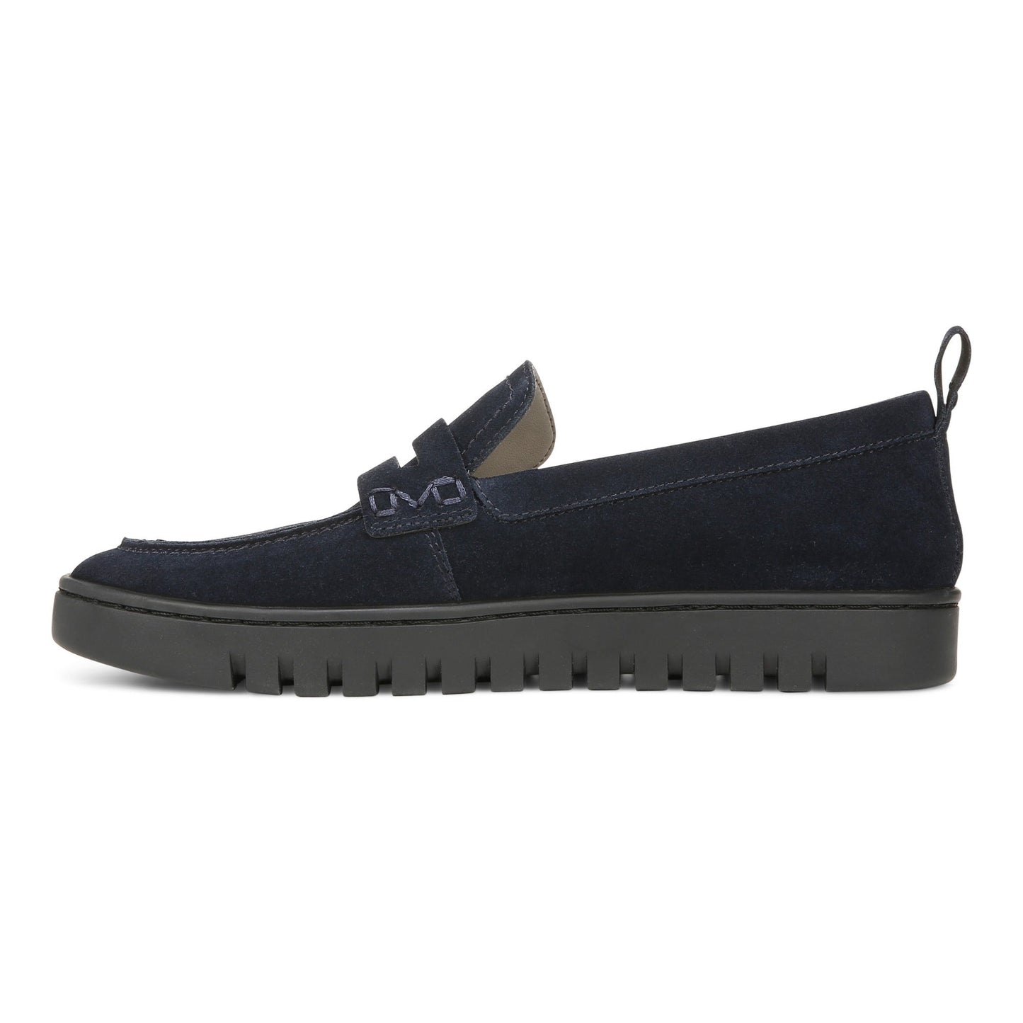 Vionic Uptown Women's Slip-On Loafer Moc Casual Shoes - Navy Suede - Left Side