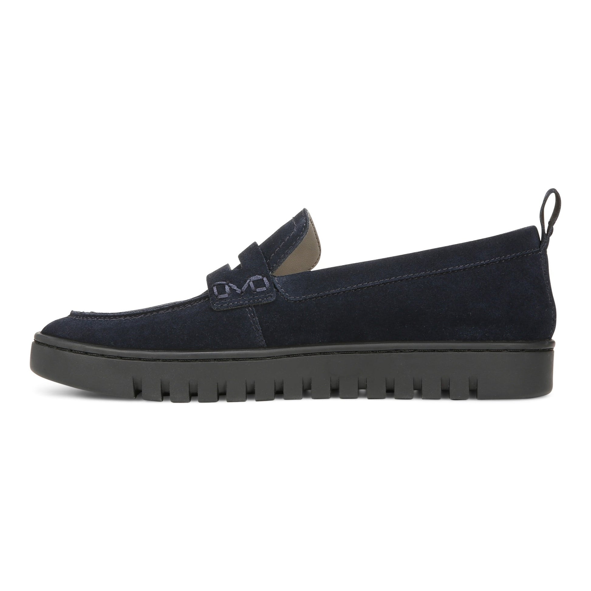 Vionic Uptown Women's Slip-On Loafer Moc Casual Shoes - Navy Suede - Left Side