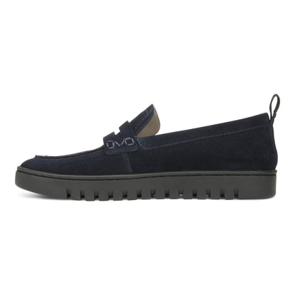 Vionic Uptown Women's Slip-On Loafer Moc Casual Shoes - Navy Suede - Left Side