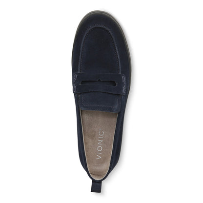 Vionic Uptown Women's Slip-On Loafer Moc Casual Shoes - Navy Suede - Top