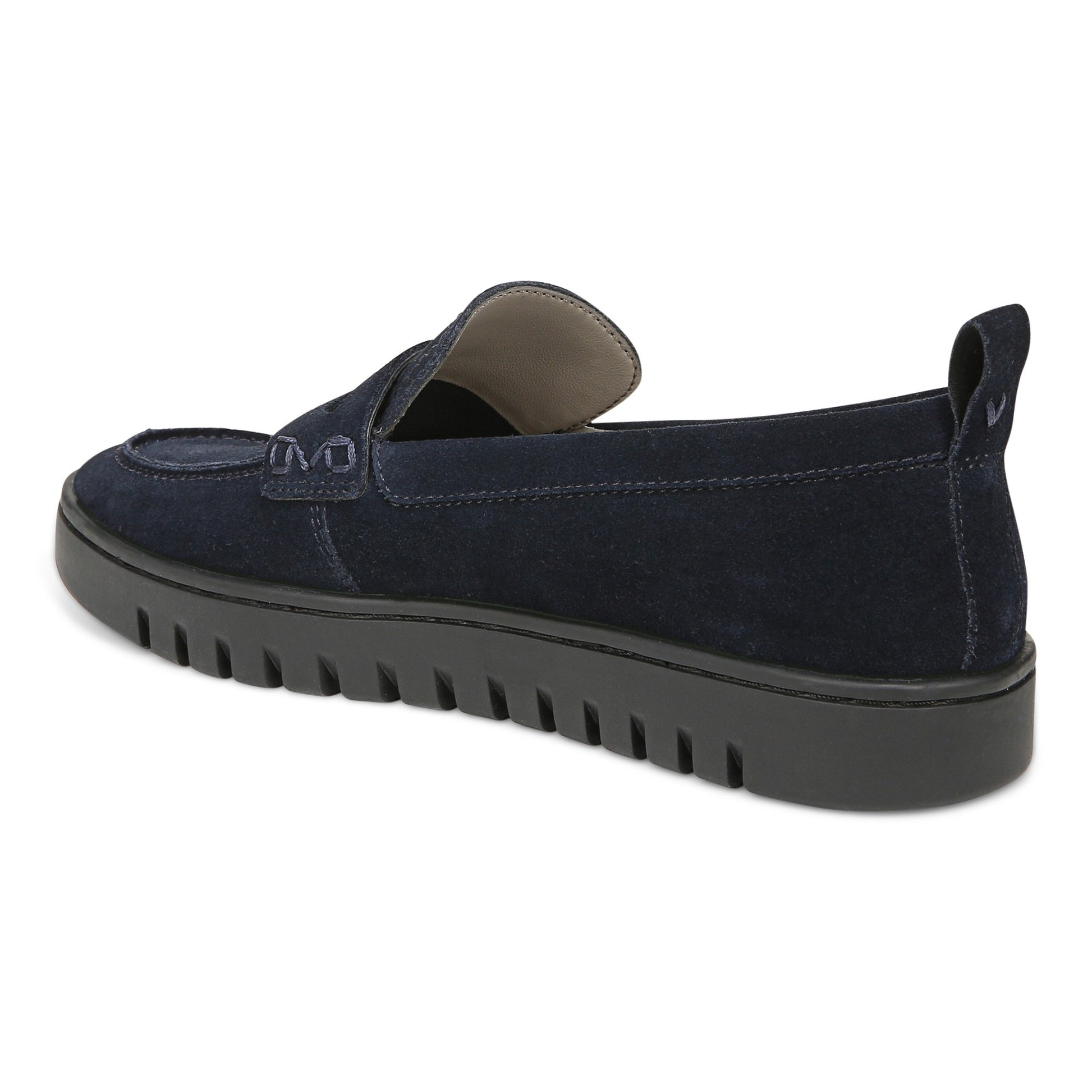 Vionic Uptown Women's Slip-On Loafer Moc Casual Shoes - Navy Suede - Back angle
