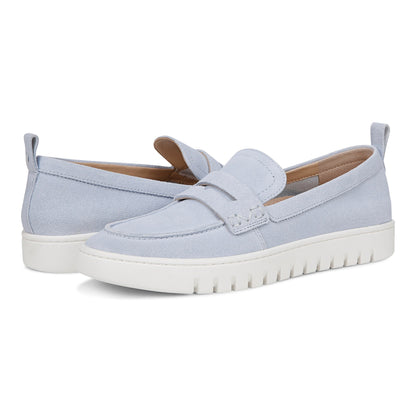 Vionic Uptown Women's Slip-On Loafer Moc Casual Shoes - Skyway Blue - pair left angle