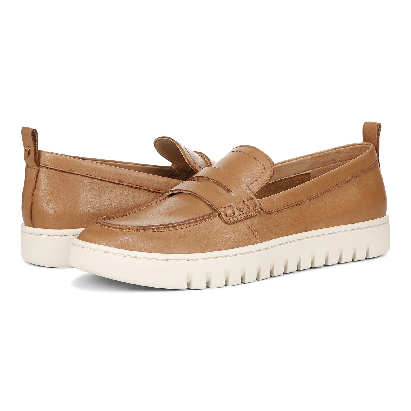 Vionic Uptown Women's Slip-On Loafer Moc Casual Shoes - Camel Leather - pair left angle