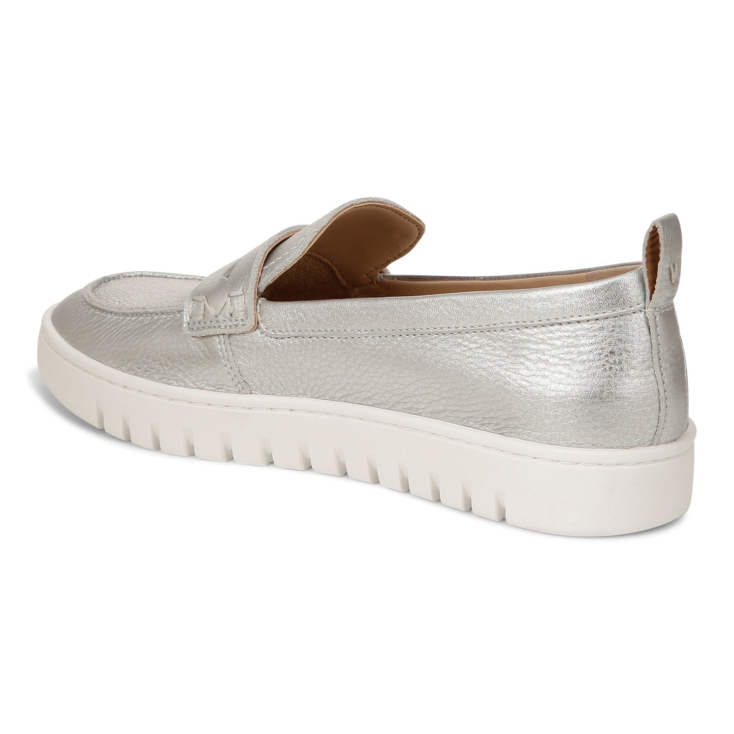 Vionic Uptown Women's Slip-On Loafer Moc Casual Shoes - Silver Metallic - Back angle