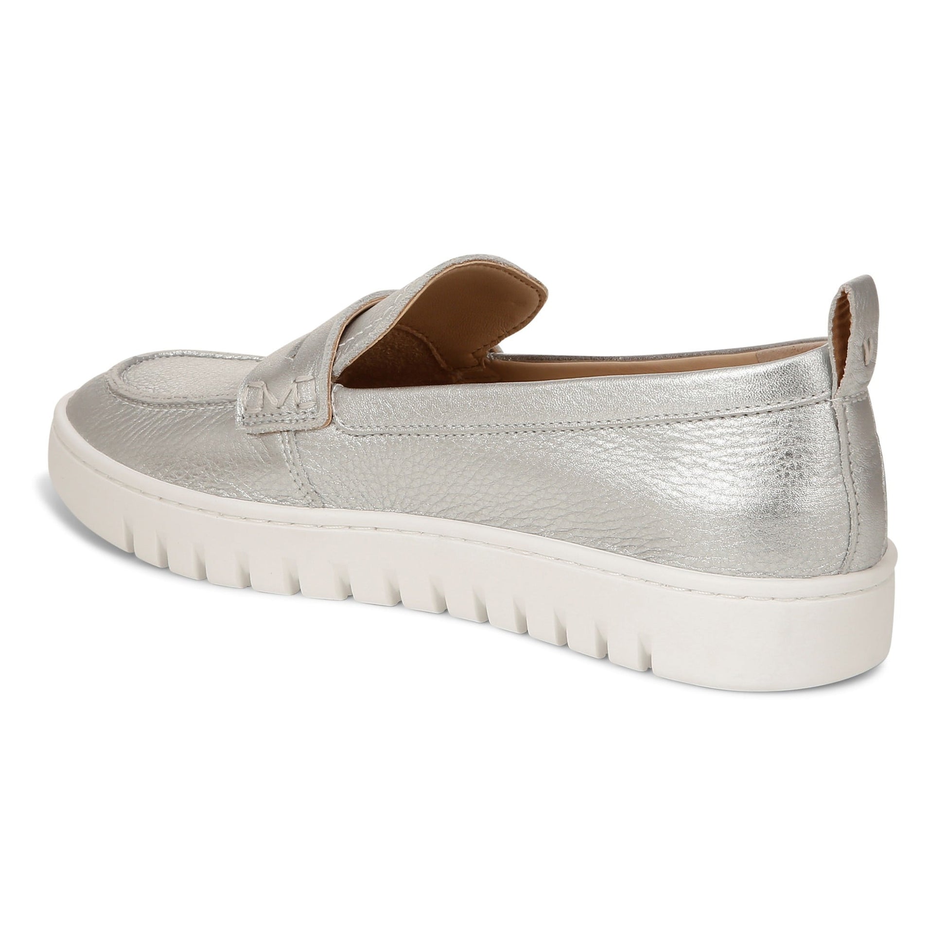 Vionic Uptown Women's Slip-On Loafer Moc Casual Shoes - Silver Metallic - Back angle