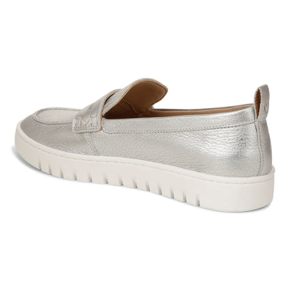 Vionic Uptown Women's Slip-On Loafer Moc Casual Shoes - Silver Metallic - Back angle