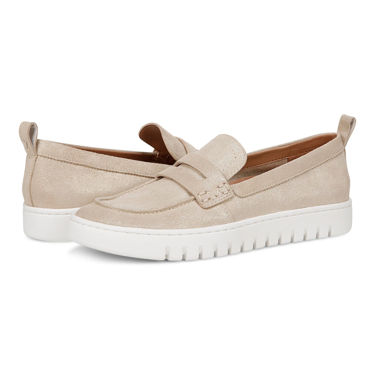 Vionic Uptown Women's Slip-On Loafer Moc Casual Shoes - Gold Metallic - pair left angle