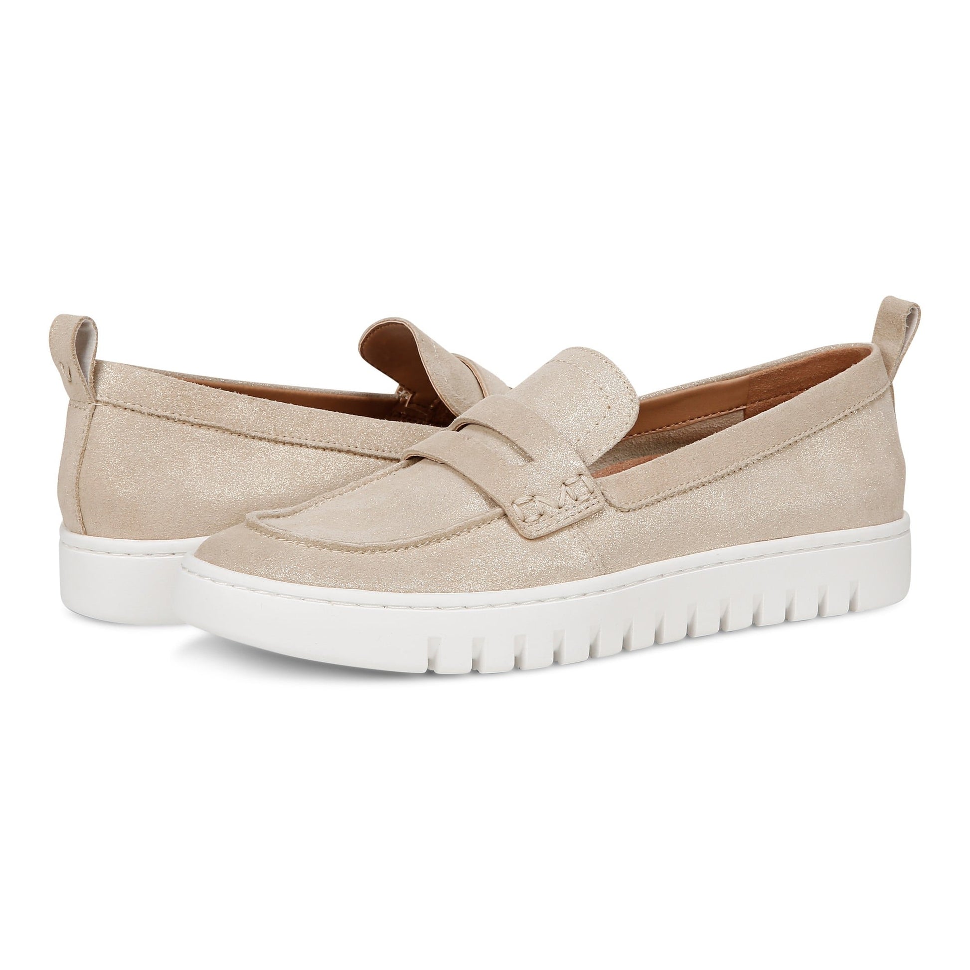 Vionic Uptown Women's Slip-On Loafer Moc Casual Shoes - Gold Metallic - pair left angle