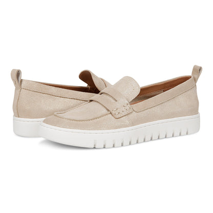 Vionic Uptown Women's Slip-On Loafer Moc Casual Shoes - Gold Metallic - pair left angle