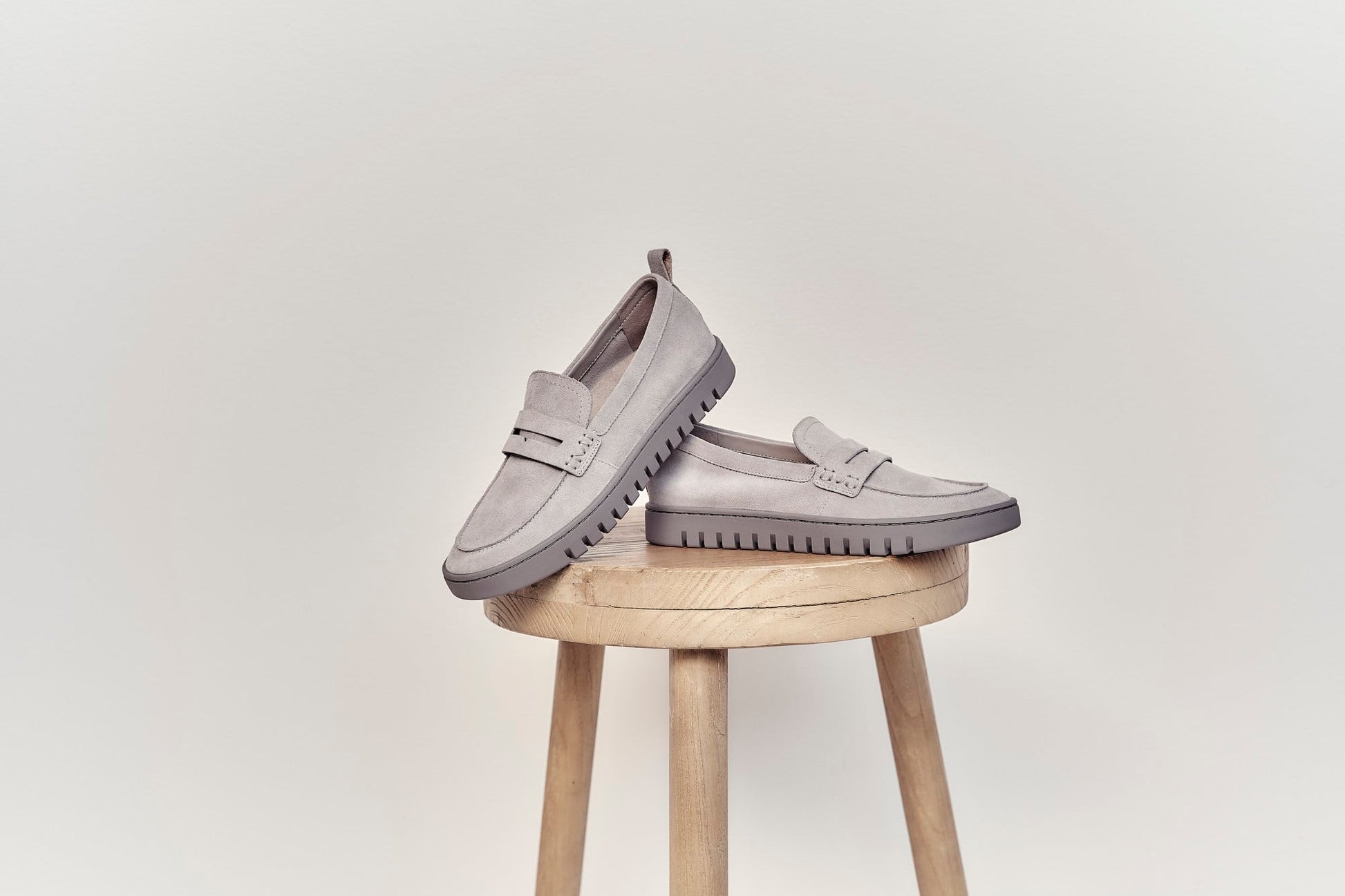 Vionic Uptown Women's Slip-On Loafer Moc Casual Shoes - Light Grey Suede - COLLECTION-med