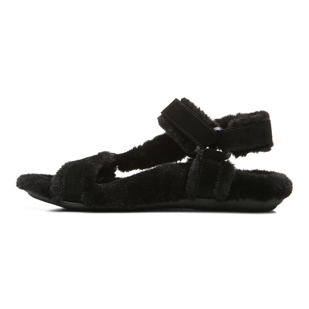 Vionic Viva Womens Slipper Casual - Black Suede Shrl - Left Side