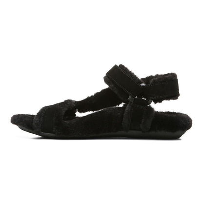 Vionic Viva Womens Slipper Casual - Black Suede Shrl - Left Side