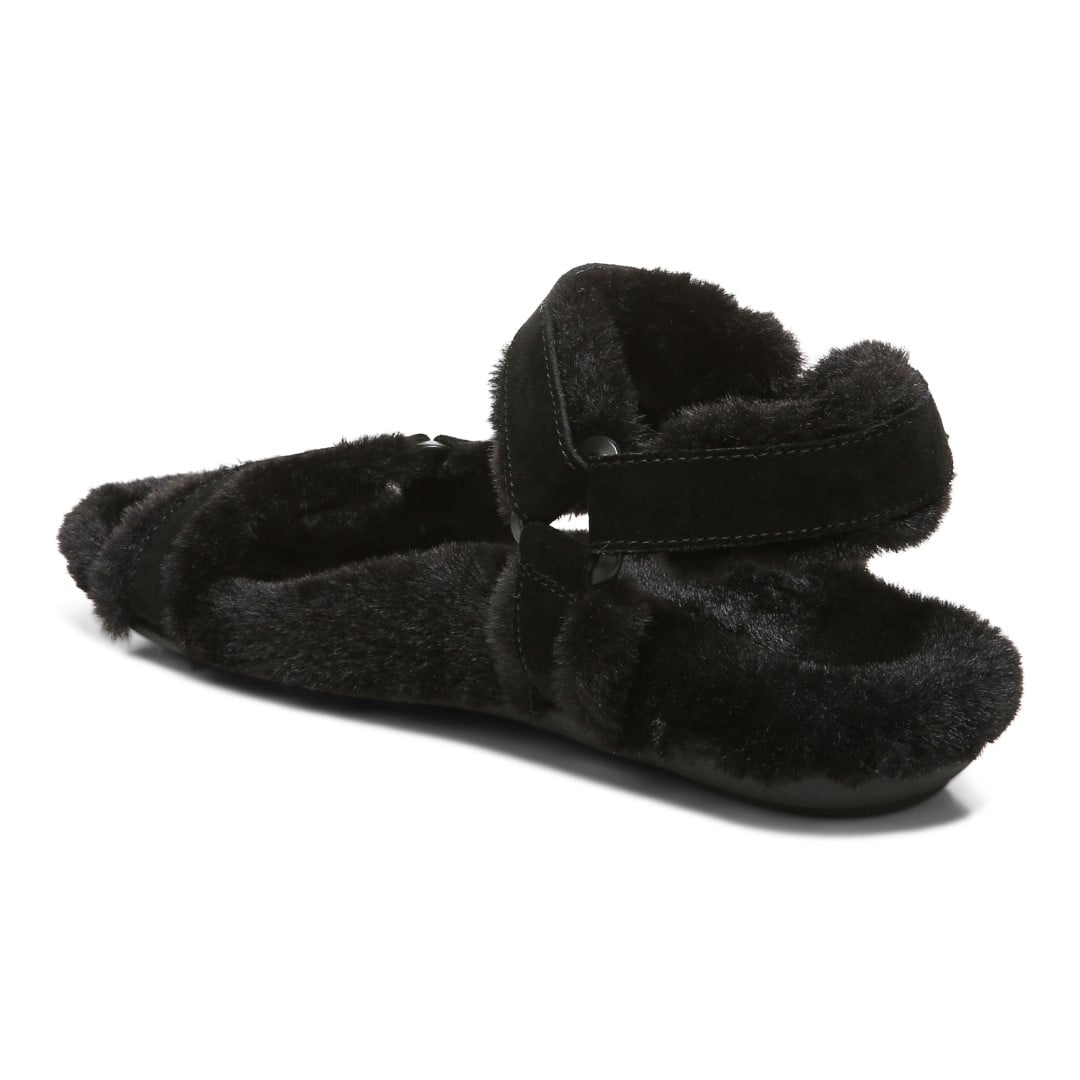Vionic Viva Womens Slipper Casual - Black Suede Shrl - Back angle