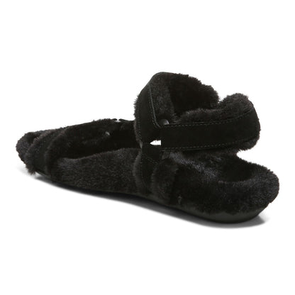 Vionic Viva Womens Slipper Casual - Black Suede Shrl - Back angle