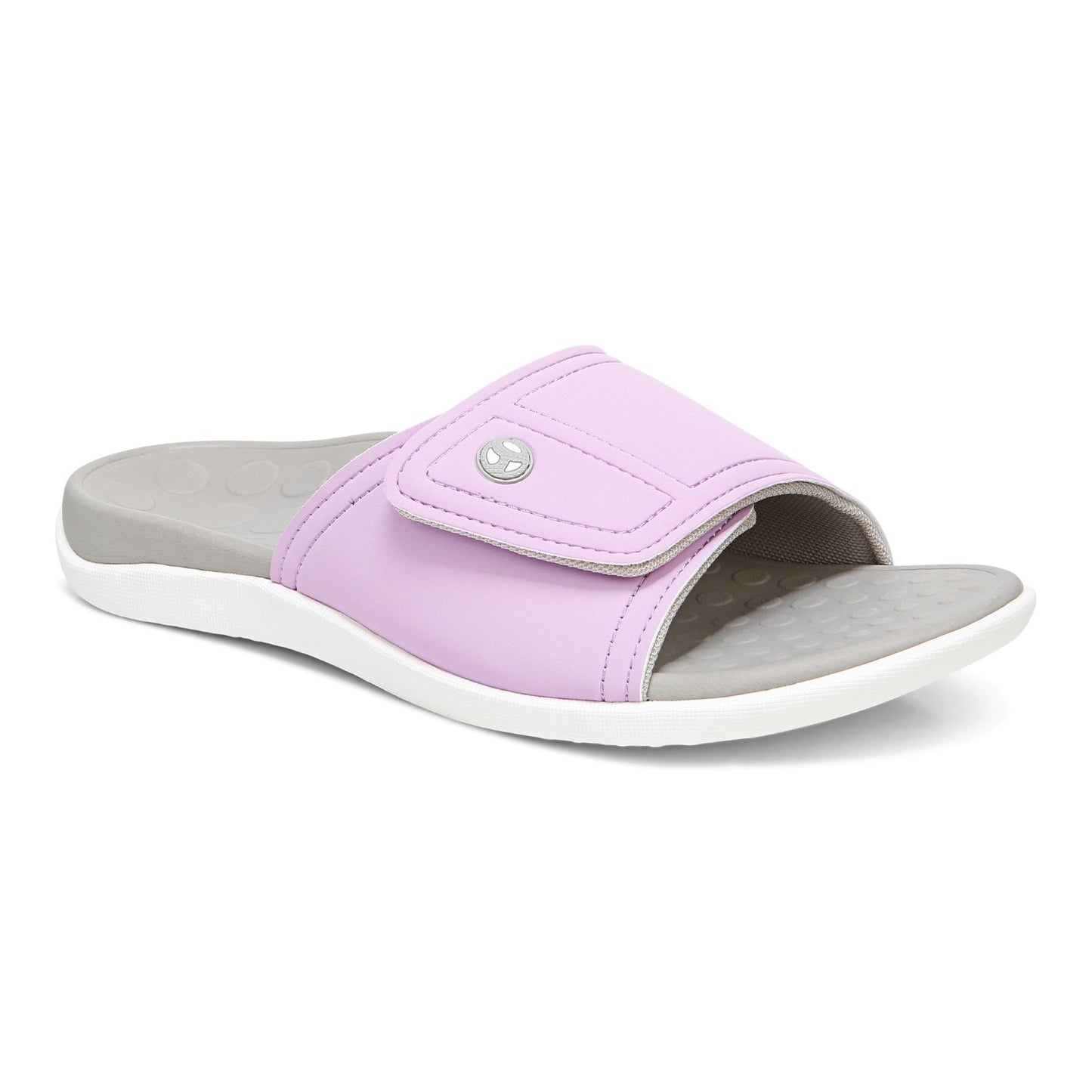 Vionic Kiwi - Unisex Motion Control Orthotic Slide Sandal - Orchid Purple - 1 profile view