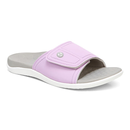 Vionic Kiwi - Unisex Motion Control Orthotic Slide Sandal - Orchid Purple - 1 profile view