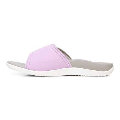 Vionic Kiwi - Unisex Motion Control Orthotic Slide Sandal - Orchid Purple - 2 left view