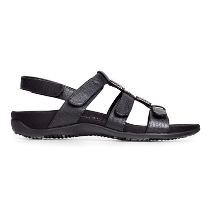 Vionic Amber - Women's Adjustable Slide Sandal - Orthaheel - Black Crocodile - 4 right view