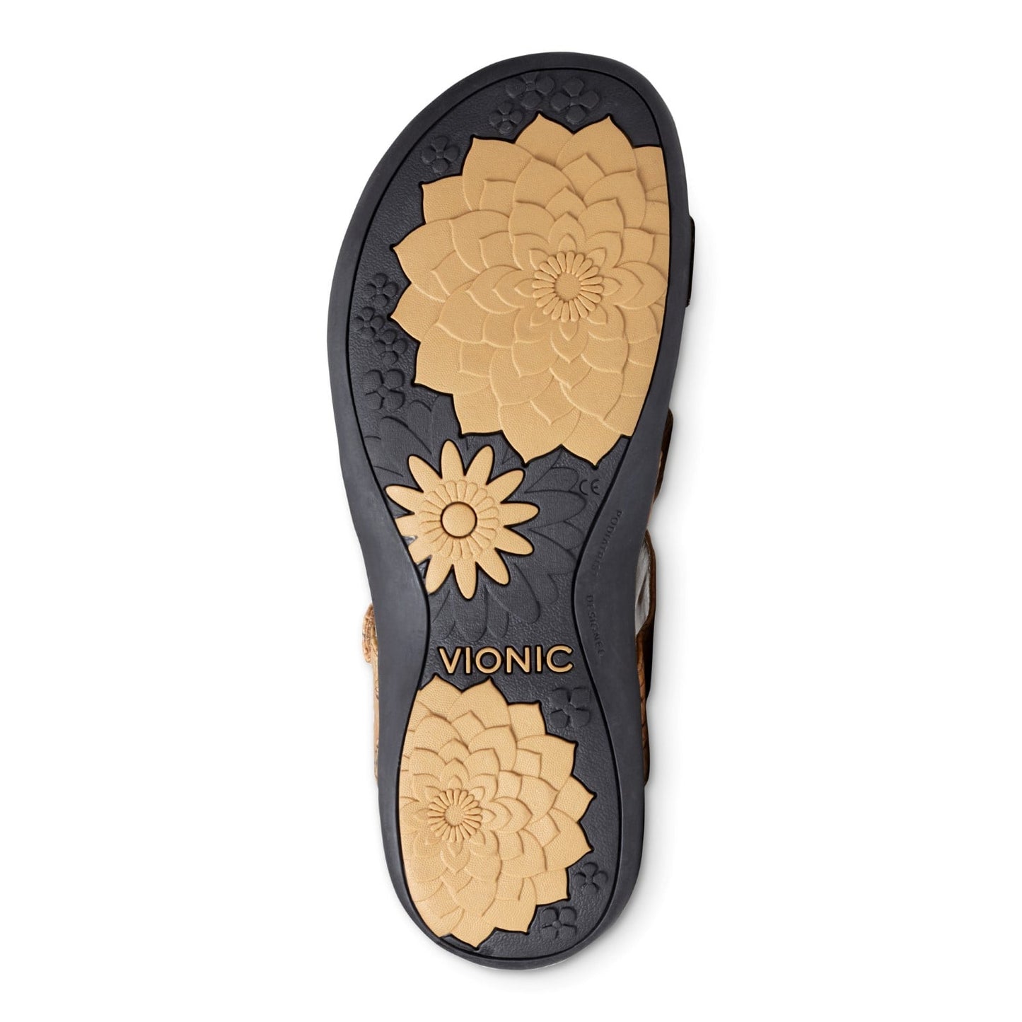 Vionic Amber - Women's Adjustable Slide Sandal - Orthaheel - Gold Cork - 7 bottom view