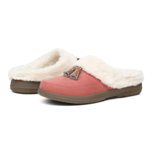 Vionic Perrin Womens Mule/Clog Casual - Dusty Cedar Micro - pair left angle