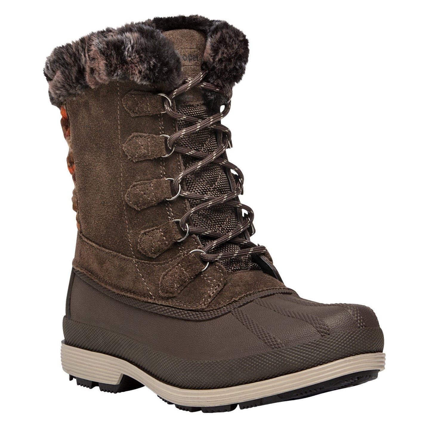 Propet Lumi Tall Lace Womens Boots - Brown - angle view - main