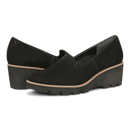 Vionic Willa Wedge Womens Slip On/Loafer/Moc Wedge - Black Sde - pair left angle