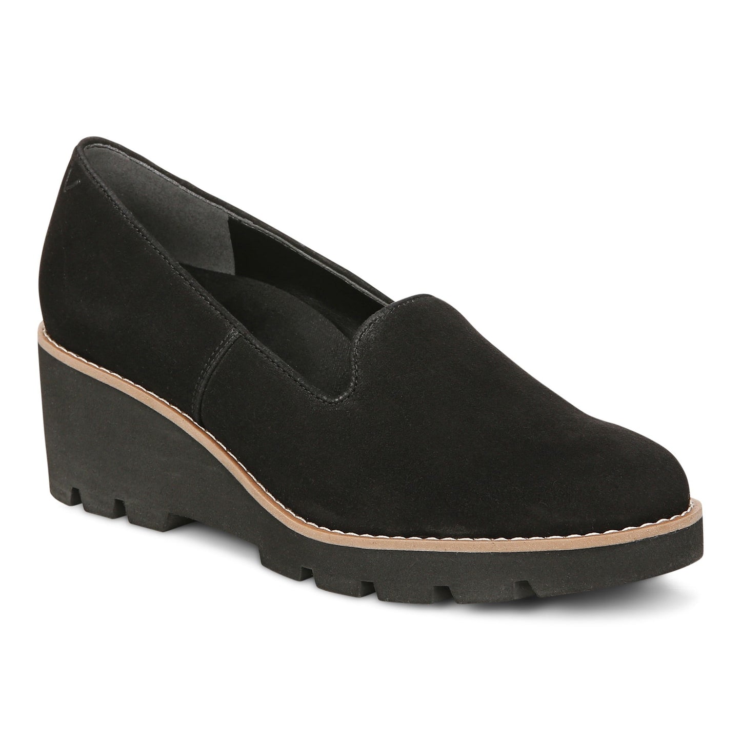 Vionic Willa Wedge Womens Slip On/Loafer/Moc Wedge - Black Sde - Angle main