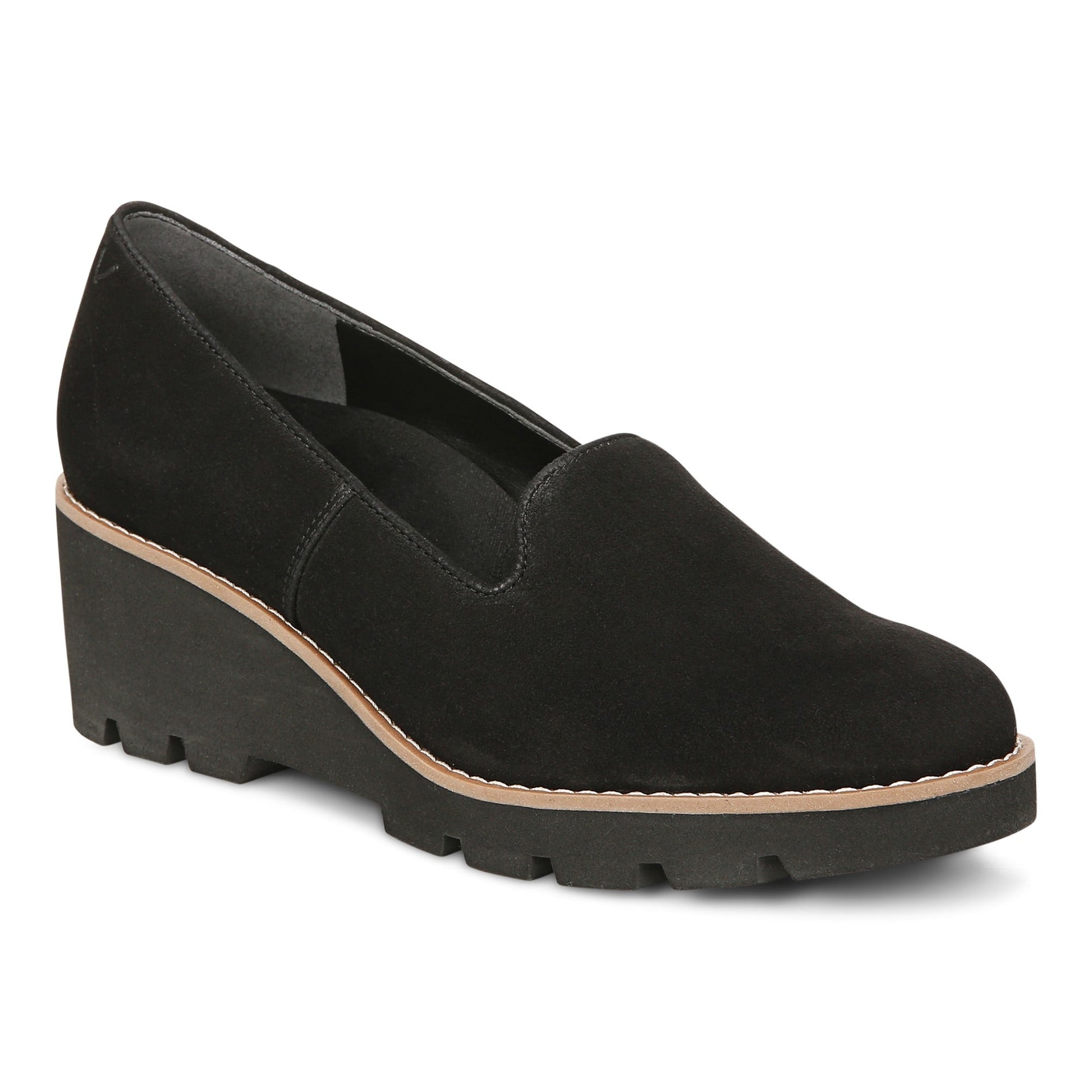 Vionic Willa Wedge Womens Slip On/Loafer/Moc Wedge - Black Sde - Angle main