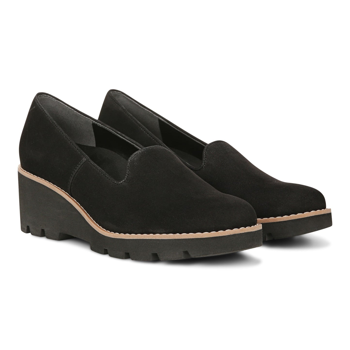 Vionic Willa Wedge Womens Slip On/Loafer/Moc Wedge - Black Sde - Pair