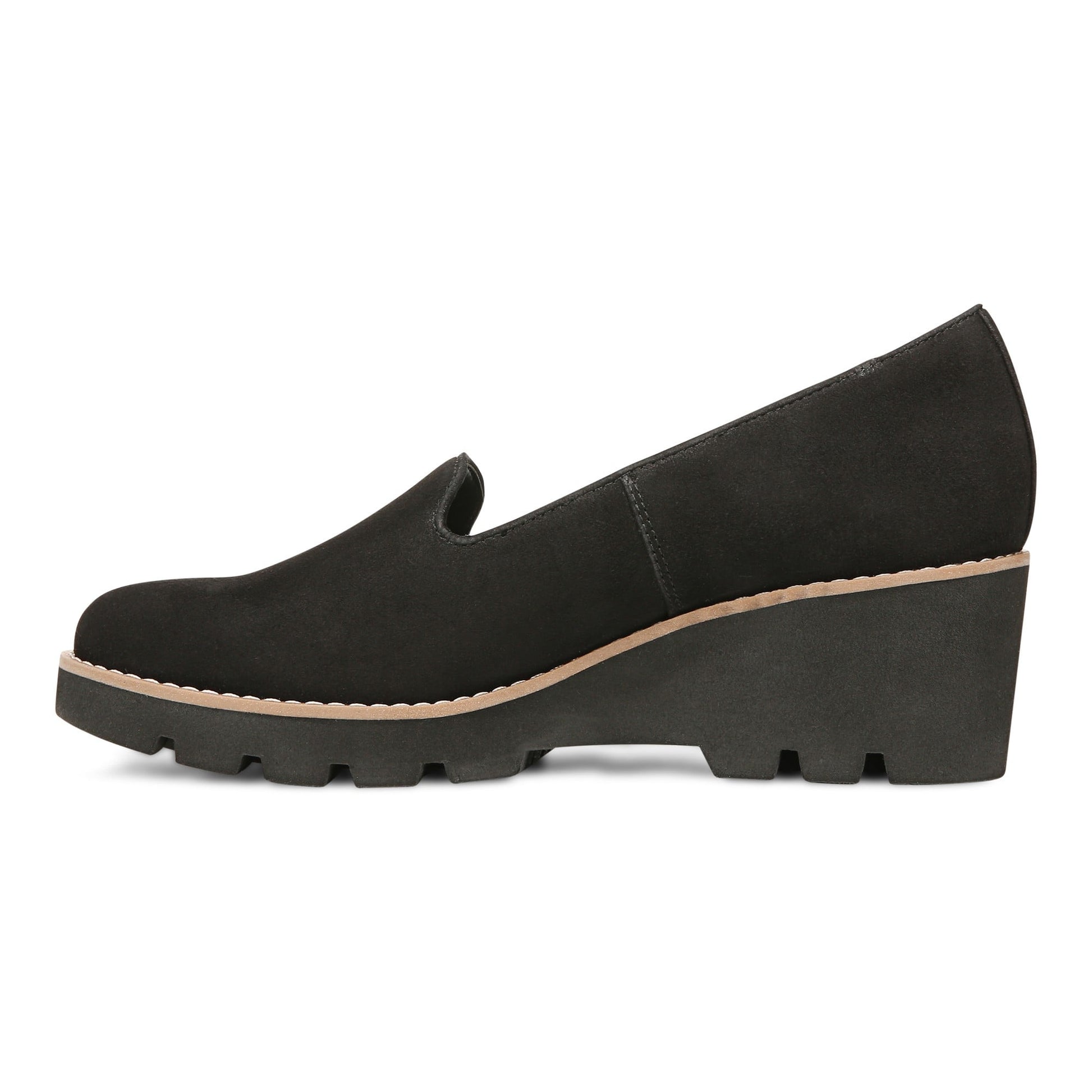 Vionic Willa Wedge Womens Slip On/Loafer/Moc Wedge - Black Sde - Left Side