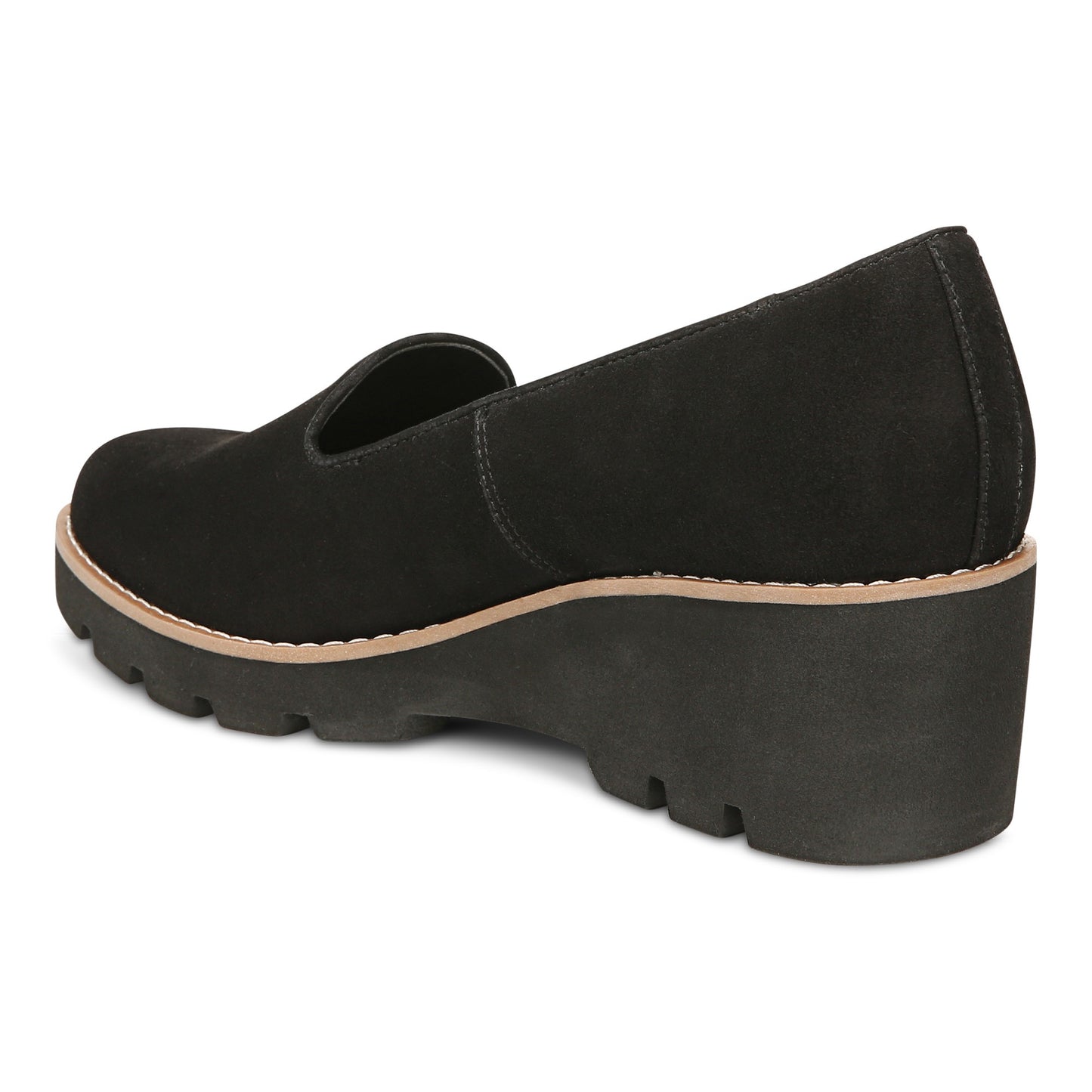 Vionic Willa Wedge Womens Slip On/Loafer/Moc Wedge - Black Sde - Back angle