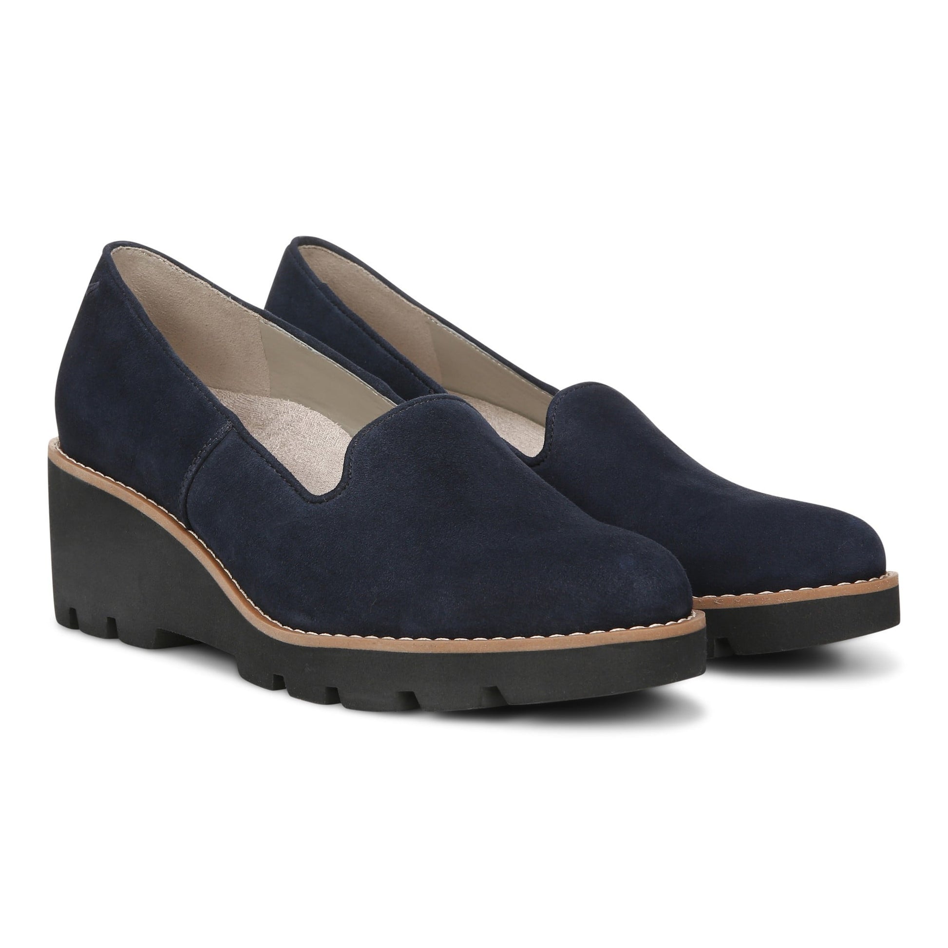 Vionic Willa Wedge Womens Slip On/Loafer/Moc Wedge - Navy Sde - Pair