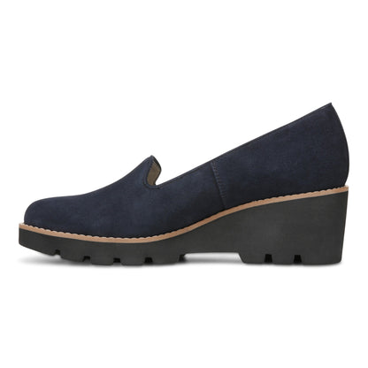 Vionic Willa Wedge Womens Slip On/Loafer/Moc Wedge - Navy Sde - Left Side