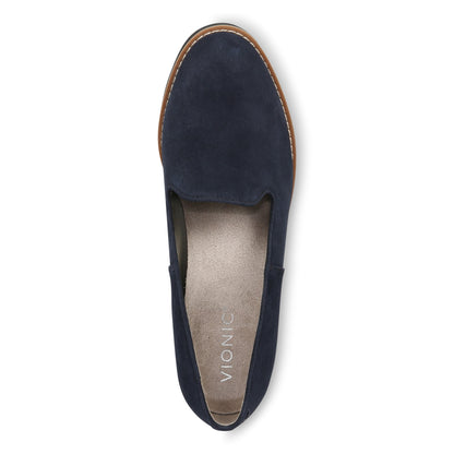 Vionic Willa Wedge Womens Slip On/Loafer/Moc Wedge - Navy Sde - Top